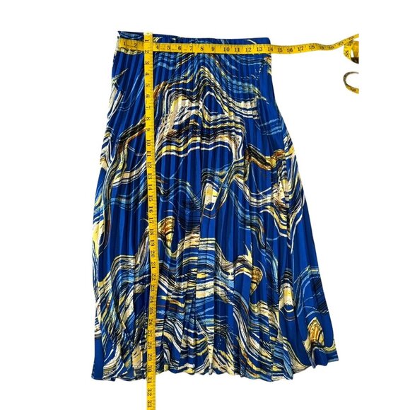 Nine West Womens Size S Blue & Yellow Abstract Print Midi Skirt - Picture 4 of 9